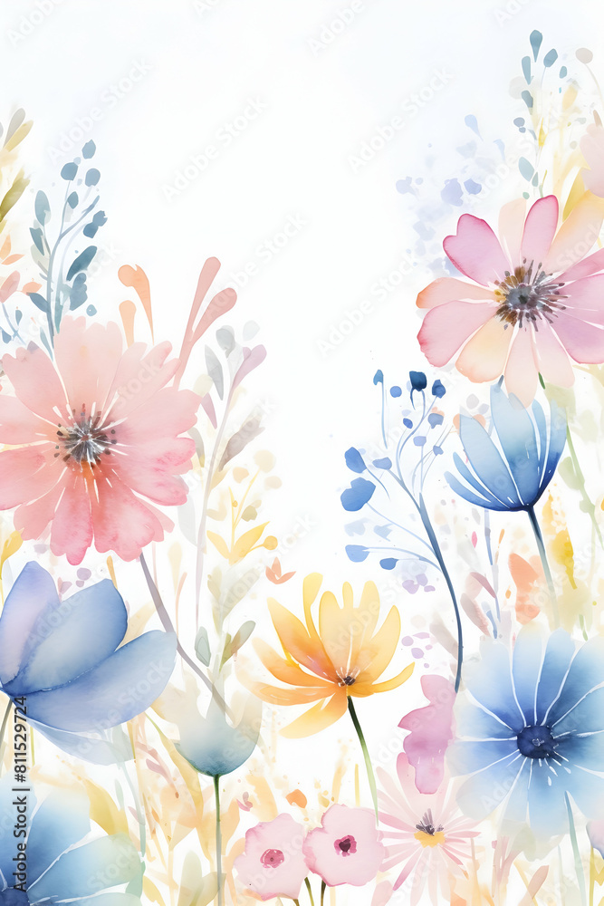 Obraz premium floral print of multi-colored flowers on a white background