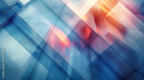 Blue and orange geometric shapes form an abstract background. photo