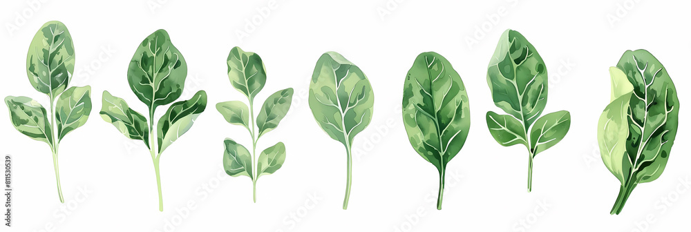 illustration of spinach leaves on a isolated background illustration of spinach leaves on a isolated background