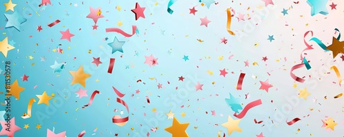 An online purchase confirmation page with animated stars and confetti  celebrating customer satisfaction