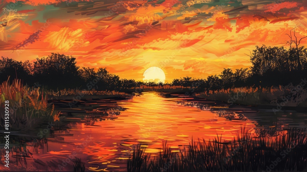 Obraz premium River sunset