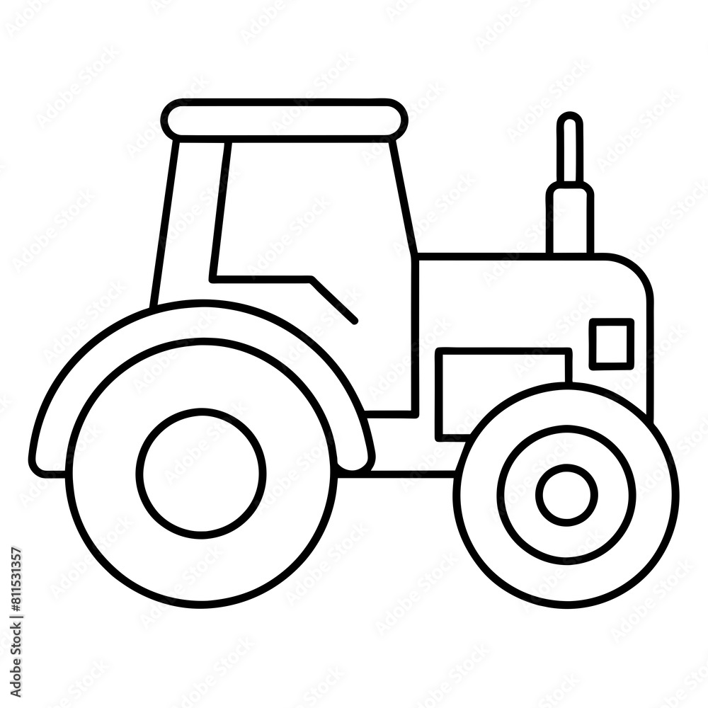 Tractor editable stroke outline icon isolated on white background flat vector illustration. Tractor editable stroke outline icon isolated on white background flat vector illustration.