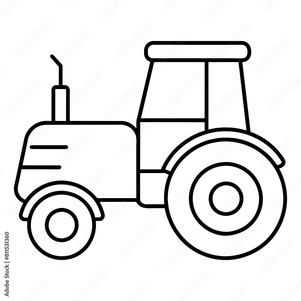 Tractor editable stroke outline icon isolated on white background flat vector illustration. Tractor editable stroke outline icon isolated on white background flat vector illustration.