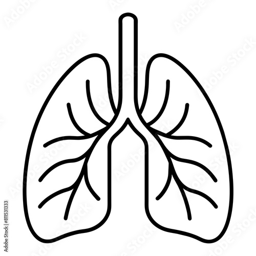 Lungs organ anatomy editable stroke outline icon isolated on white background flat vector illustration.