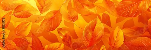 orange leaf background with a lot of yellow flowers