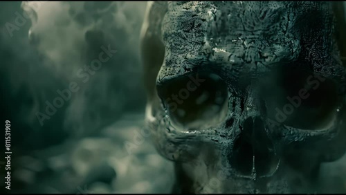 skull head In Lighting on a dark background
