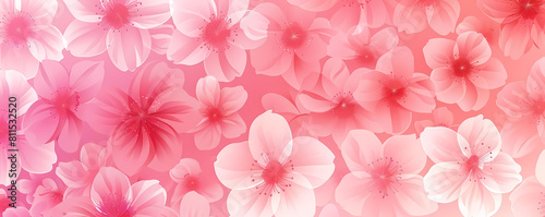 sakura flower pattern with pink gradient background featuring a variety of pink and white flowers  including a white and pink flower  as well as a single pink flower