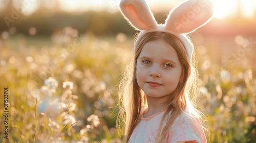 Cute young girl is wearing an Easter Bunny costume