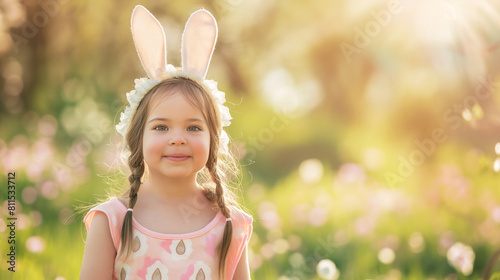 Cute young girl is wearing an Easter Bunny costume