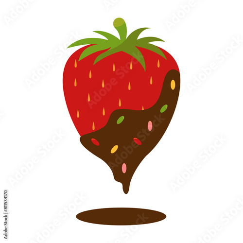 Chocolate Dipped Strawberries. Soft and Tasty Food. Isolated on White Background