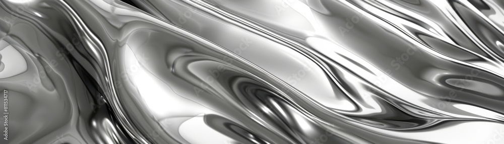 The image is a close-up of a silver-colored metal surface with a smooth, liquid-like appearance. The image is a close-up of a silver-colored metal surface with a smooth, liquid-like appearance.