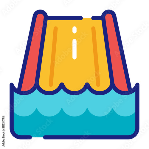 Water Slide at the Resort Vector Icon Illustration