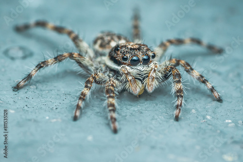 Wallpaper Mural Colorful jumping spider on cement floor, Selective focus, macro shot, Thailand. Torontodigital.ca