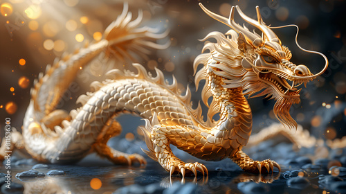 Chinese Golden Dragon on a Transparent Background,
Chinese golden dragon isolated on traditional Chinese colors 3D illustration 8k realistic
