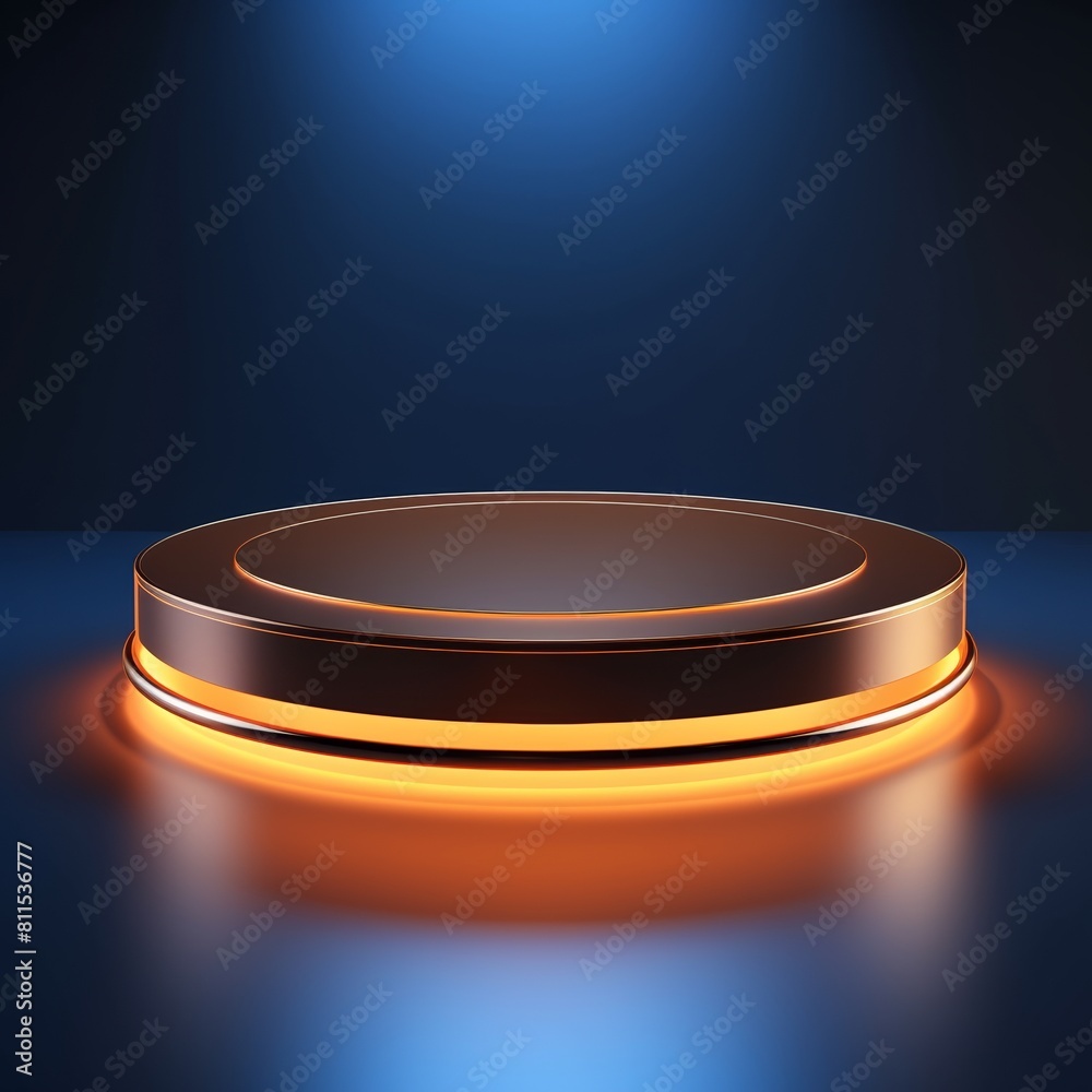 Blue background with an orange glowing circle platform Blue background with an orange glowing circle platform