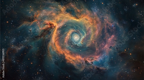 A vibrant journey through a fantastical and colorful cosmos scenery, where swirling nebulae and celestial wonders captivate the imagination with their vivid hues. photo
