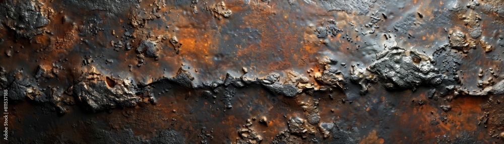 The image shows a close-up of a rusty metal surface with a rough texture.