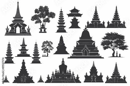Set Of Southeast Asia Silhouette Temple