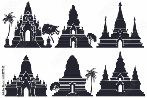 Set Of Southeast Asia Silhouette Temple