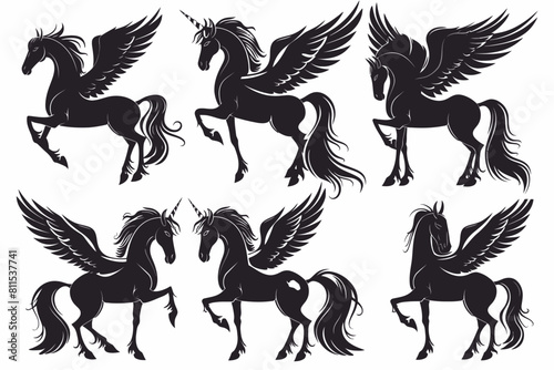 Set Of Pegasus Silhouette