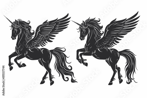 Set Of Pegasus Silhouette