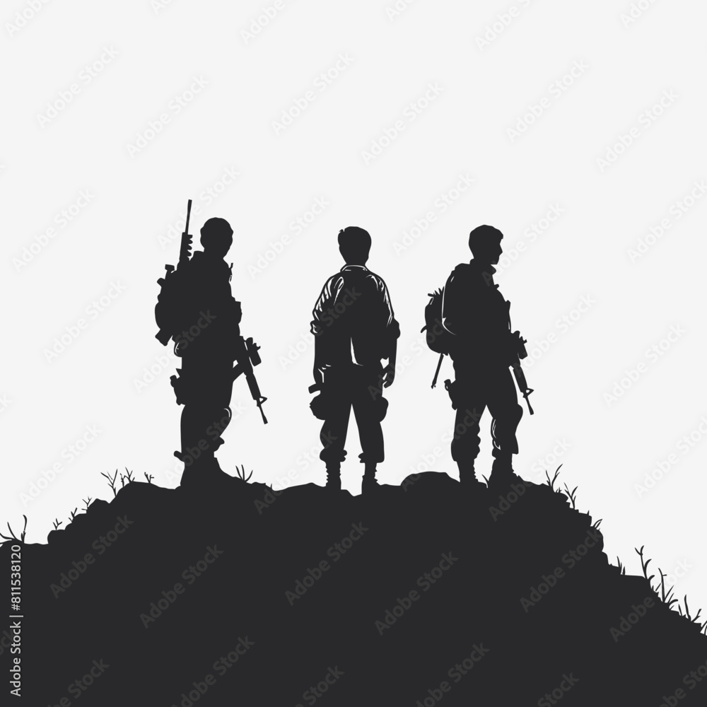 Group of Military Army with Gun Group of Military Army with Gun
