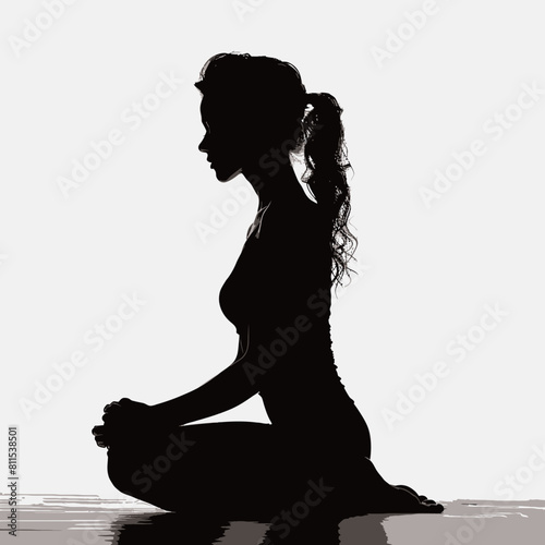 Silhouette Woman Sit in Yoga Poses