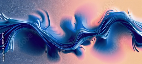 Dynamic digital art of a fluid abstract wave in pink and blue, suggesting motion and creativity.