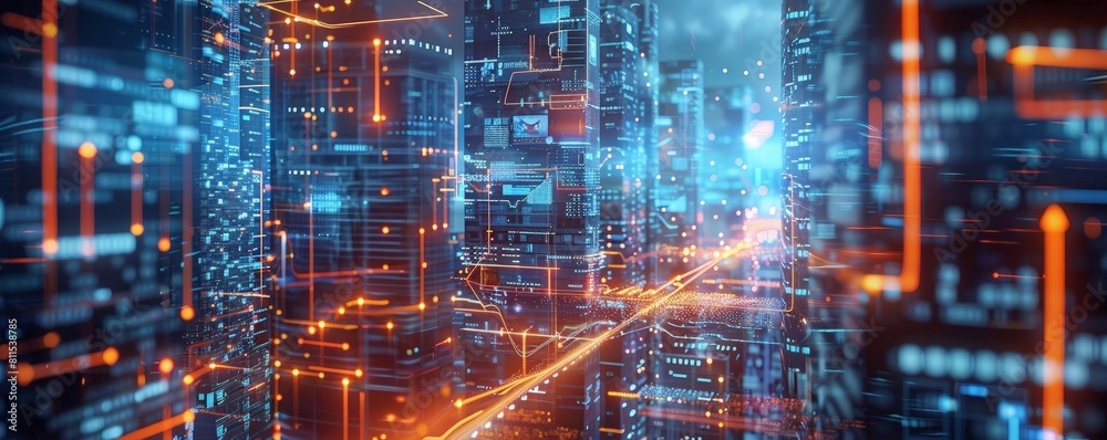 digital art showing a futuristic city with smart monitoring systems digital art showing a futuristic city with smart monitoring systems