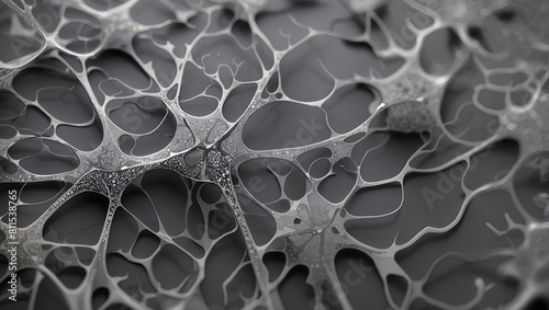 Abstract neurons artworks 3d illustration on gray color background design wallpaper