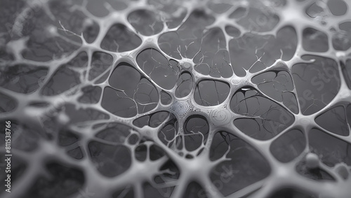 Abstract neurons artworks 3d illustration on gray color background design wallpaper