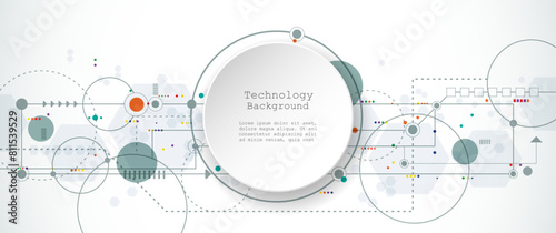 Vector banner design circuit board. Illustration Abstract modern futuristic, engineering, technology background. Futuristic digital science technology concept for web banner template or brochure