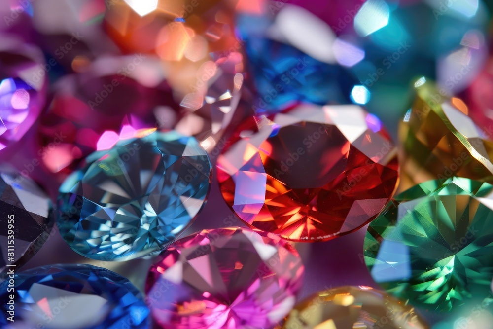 Vibrant collection of cut gemstones showcasing a spectrum of colors and the concept of luxury Vibrant collection of cut gemstones showcasing a spectrum of colors and the concept of luxury