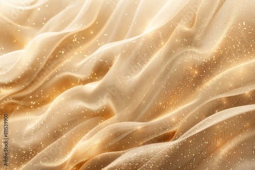 Golden silky fabric waves creating a luxurious and captivating festive background