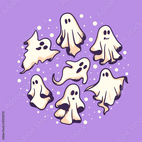 cute doodle gost  for halloween day