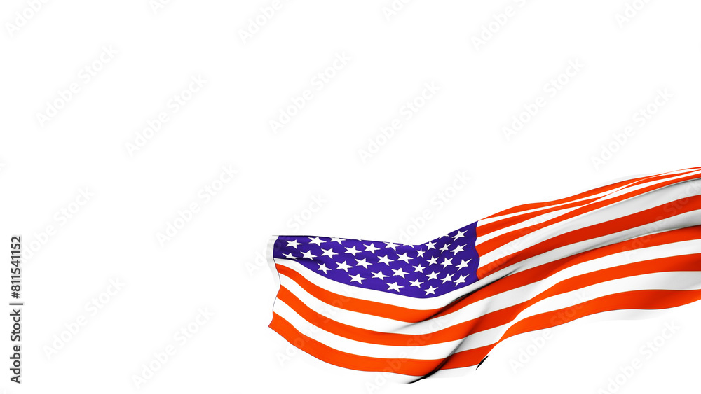 Obraz premium USA flag wavy long drawn landscape background banner.Memorial Day with American Flag Background Banner. U.S. Flag. United States Flag.