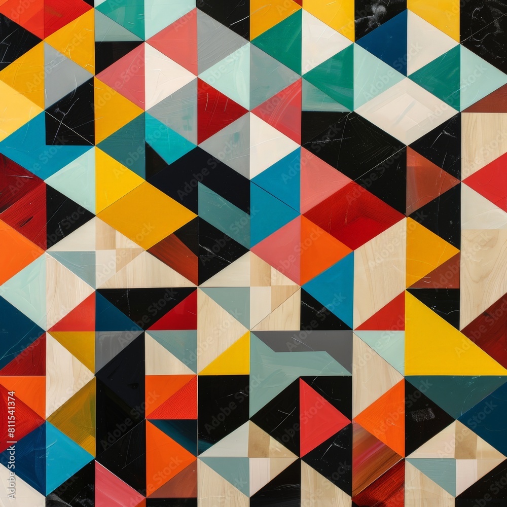 A collage inspired by tessellations, featuring geometric shapes that interlock seamlessly and create a repeating pattern A collage inspired by tessellations, featuring geometric shapes that interlock seamlessly and create a repeating pattern