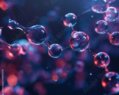 A dynamic image depicting the reactants separate molecules approaching each other, forming bonds and transforming into products new molecules photo