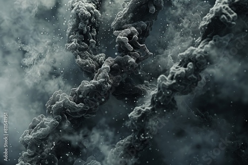 A highresolution view of polluted air  highlighting soot aggregates resembling microscopic chains  formed from the incomplete combustion of fuels