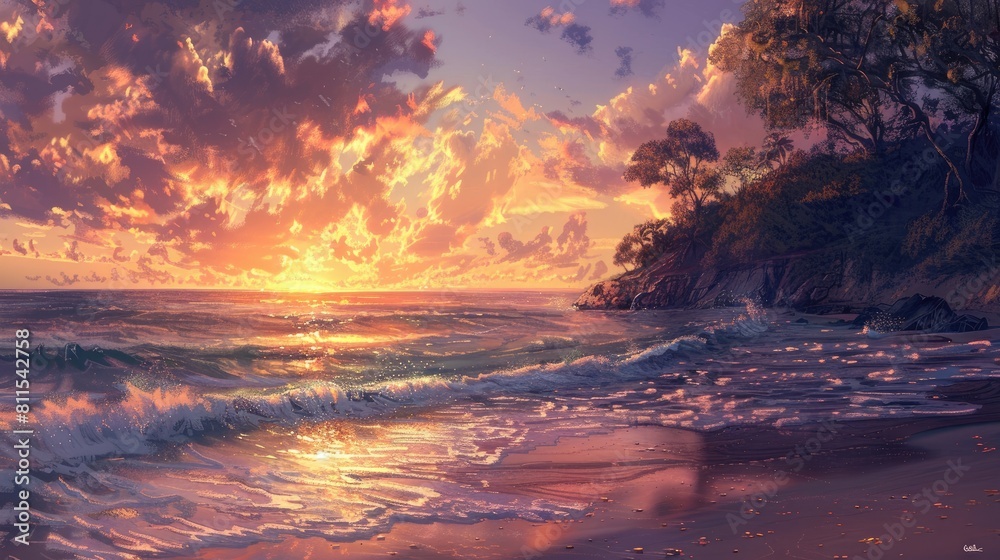 Sea beach sunset