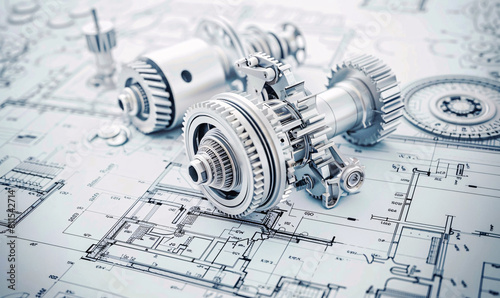 Abstract mechanical engineering background, generative ai