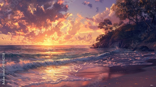 Sea beach sunset © AkuAku
