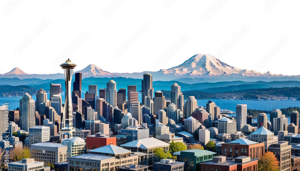 Seattle Riany View rainier skyline downtown view mt seattle panorama landmark mountain ...