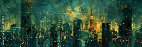 digital painting of a metropolis with time dilation towers photo
