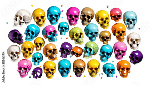 Obraz na płótnie black skull colored image brightly coloured background halloween death illustration human decoration multi celebration skeleton skittish dark bone design abstract dead face person horror symbol w salonie