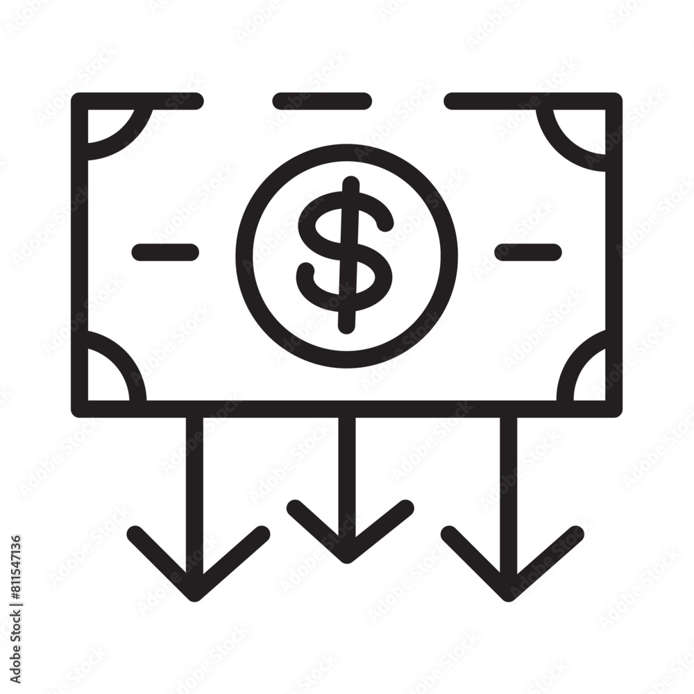 Cash Dollar Investment Line Icon Cash Dollar Investment Line Icon