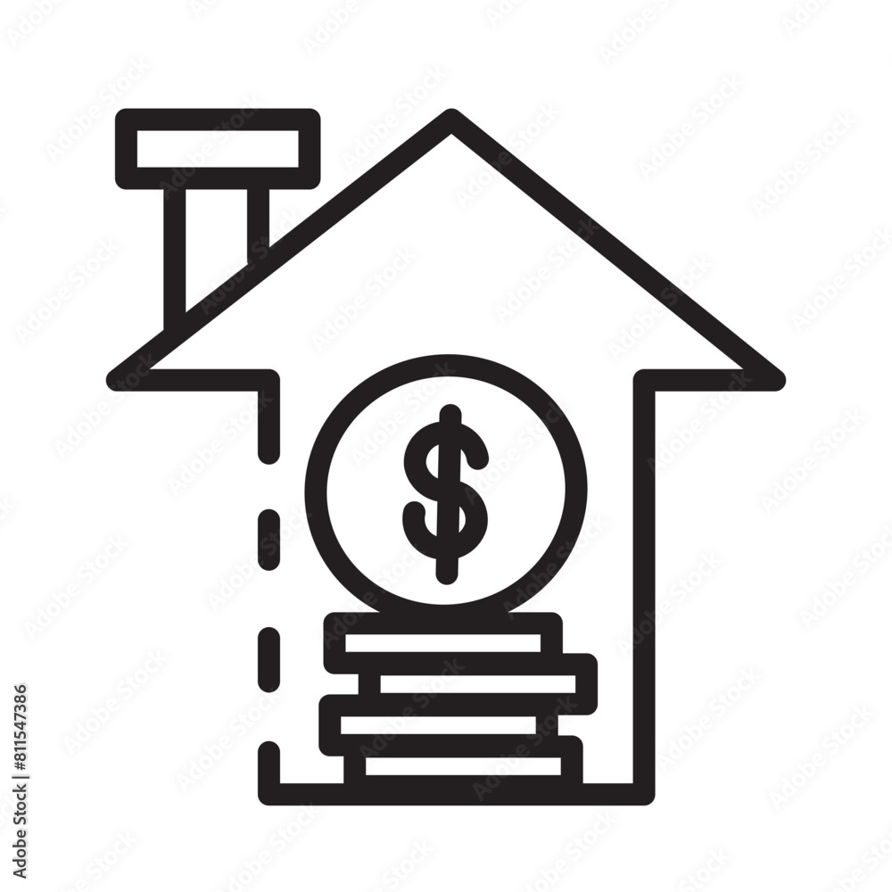 Asset Home Investment Line Icon Asset Home Investment Line Icon
