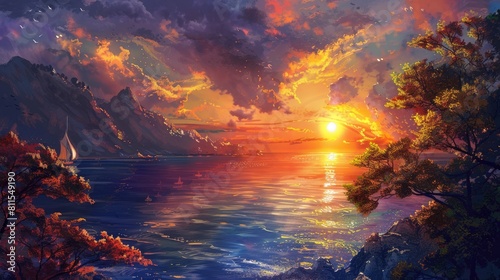 Sea sunset scenery