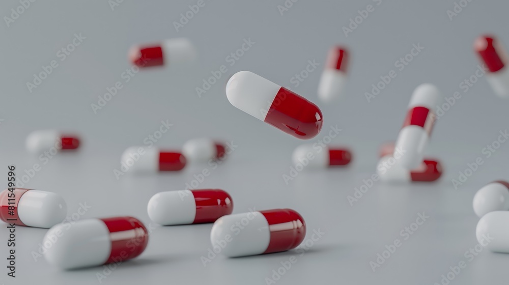Floating medical capsules.Levitating medicinal capsules. Floating medical capsules.Levitating medicinal capsules.