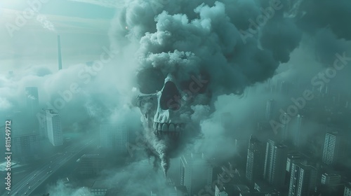 Air Pollution PM Illustrated as a Skull A Haunting Reminder of the Deadly Risk of Smoking and Lung Cancer Generative ai
